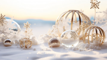 Картинка праздничные -+разное+ новый+год зима шарики снег снежинки природа узоры рождество сугробы