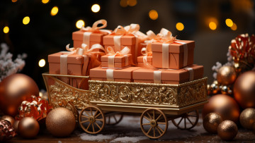 обоя праздничные, подарки и коробочки, шарики, рождество, подарки, новый, год, ёлочные, игрушки, новогодние, украшения