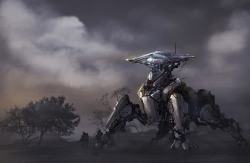Картинка фэнтези роботы +киборги +механизмы будущее робот механоид солдаты рейд