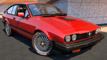 Картинка автомобили 3д gtv6 alfa-romeo 1986 красный