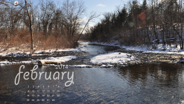 обоя календари, природа, река, снег