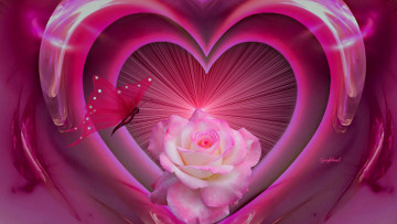 Картинка праздничные день+святого+валентина +сердечки +любовь бабочка роза
