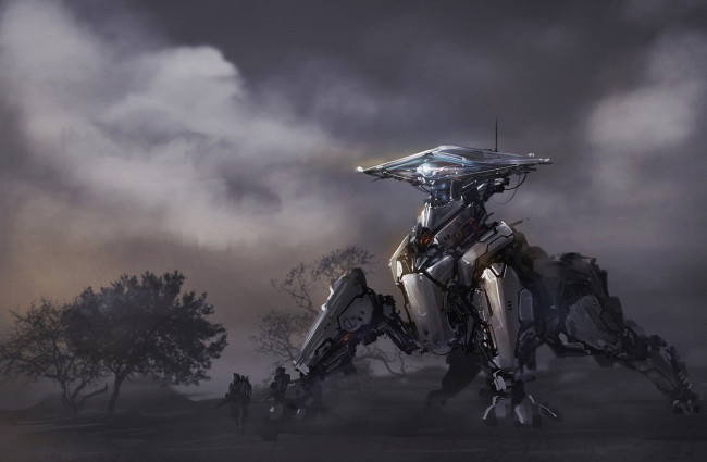 Обои картинки фото фэнтези, роботы,  киборги,  механизмы, будущее, робот, механоид, солдаты, рейд