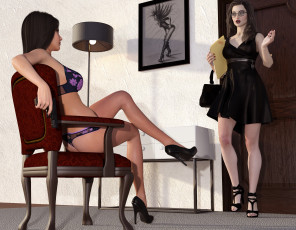 Картинка spy+games 3д+графика фантазия+ fantasy девушки взгляд фон интерьер