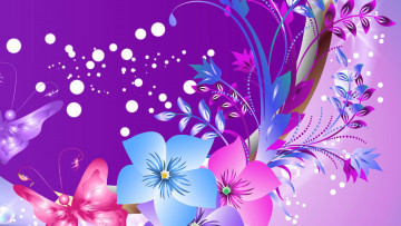 обоя векторная графика, цветы , flowers, цветы, бабочка, открытка, абстракция