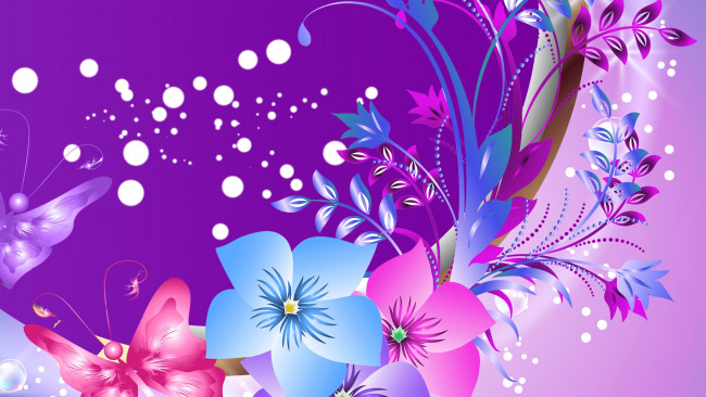 Обои картинки фото векторная графика, цветы , flowers, цветы, бабочка, открытка, абстракция