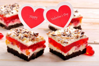 Картинка праздничные день+святого+валентина +сердечки +любовь пожелание надпись сердечки пирожные