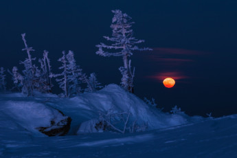 Картинка природа зима южный урал хребет восход полной луны marateaman