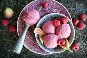 Картинка еда мороженое +десерты инжир малина