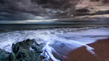 Картинка природа побережье море берег закат