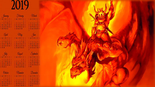 Обои картинки фото календари, фэнтези, старик, дракон