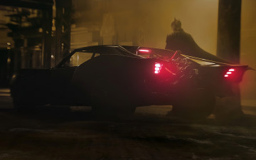 Картинка рисованное кино +мультфильмы бэтмен машина город
