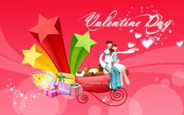 обоя праздничные, день святого валентина,  сердечки,  любовь, пара, сердечки, сладости, звезды, цветы, подарки