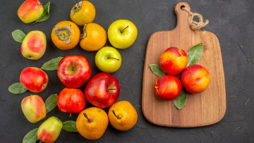 Картинка еда фрукты +ягоды яблоки хурма груши