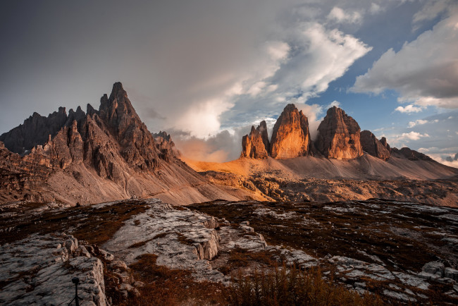 Обои картинки фото tre cime di lavaredo, природа, горы, tre, cime, di, lavaredo