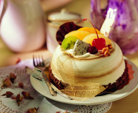 Картинка еда пирожные кексы печенье десерт сладкое киви вишня