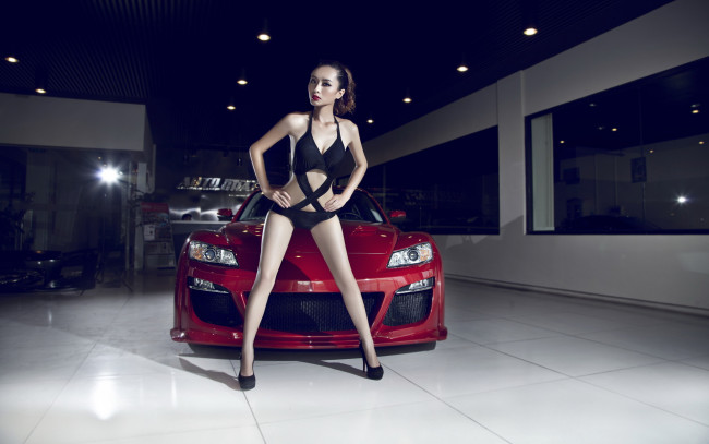 Обои картинки фото автомобили, авто, девушками, азиатка, mazda, rx-8, девушка