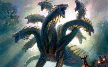 Картинка фэнтези драконы люди монстр существо