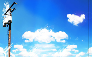 Картинка разное компьютерный+дизайн столб завитки стрелки полосы облака голубое небо электричество