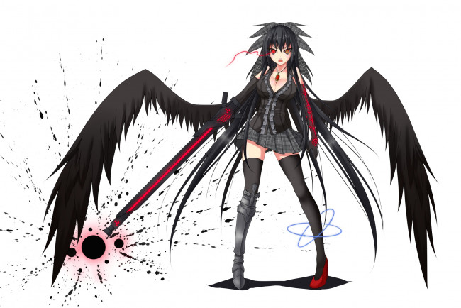 Обои картинки фото аниме, touhou, броня, крылья, девушка, gmot, reiuji, utsuho, оружие