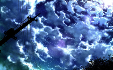 Картинка аниме unknown +другое облака небо