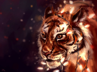 Картинка рисованное животные +тигры тигр гирлянда