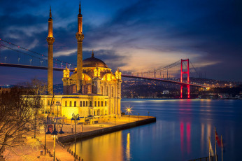 Картинка города -+мечети +медресе мечеть ортакёй стамбул ночь