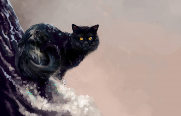 Картинка рисованное животные +коты дерево by salamandra-s кошка