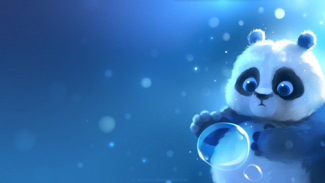 Обои картинки фото рисованное, животные,  панды, пузырь, панда