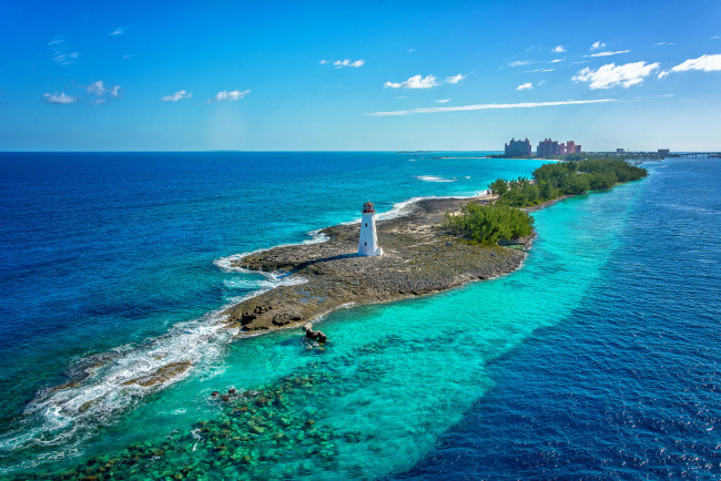 Обои картинки фото природа, маяки, багамские, острова, море, маяк, пейзаж