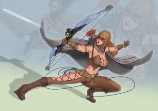 Картинка рисованное комиксы маска стрелы лук униформа девушка