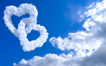 обоя разное, компьютерный дизайн, небо, сердечки, облака