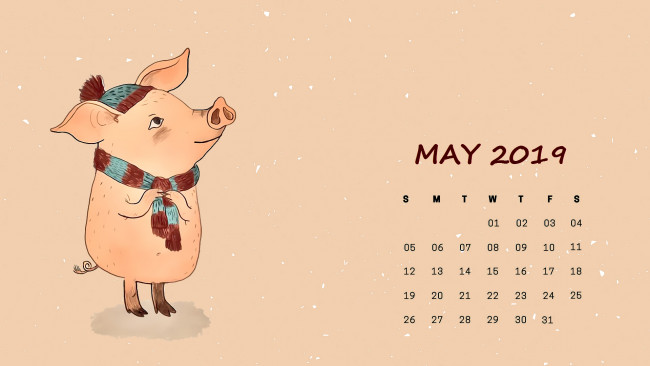 Обои картинки фото календари, рисованные,  векторная графика, шарф, свинья, шапка, поросенок