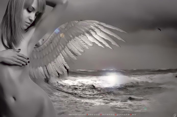 Картинка календари фэнтези девушка ангел крылья водоем обнаженная calendar 2020
