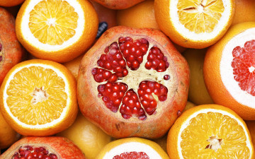 Картинка еда фрукты +ягоды гранат апельсин