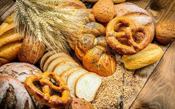 Картинка еда хлеб +выпечка бретцели булочки зерна