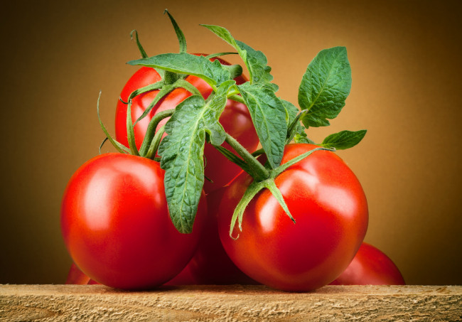 Обои картинки фото еда, помидоры, томаты, листья, макро
