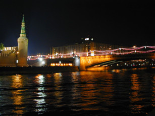 Картинка ночной кремль города москва россия