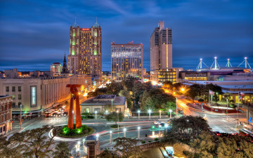 Картинка города огни ночного san+antonio texas