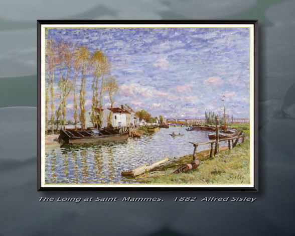 Обои картинки фото alfred, sisley, рисованные, река, дом