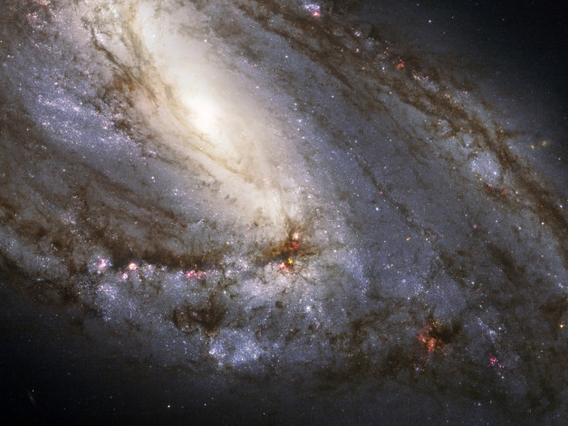 Обои картинки фото cпиральная, галактика, m66, космос, галактики, туманности