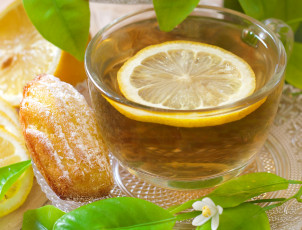 Картинка еда напитки +Чай лимон мадлен