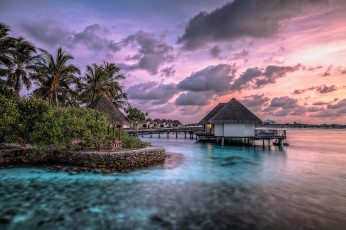 Картинка maldives природа тропики океан острова бунгало курорт