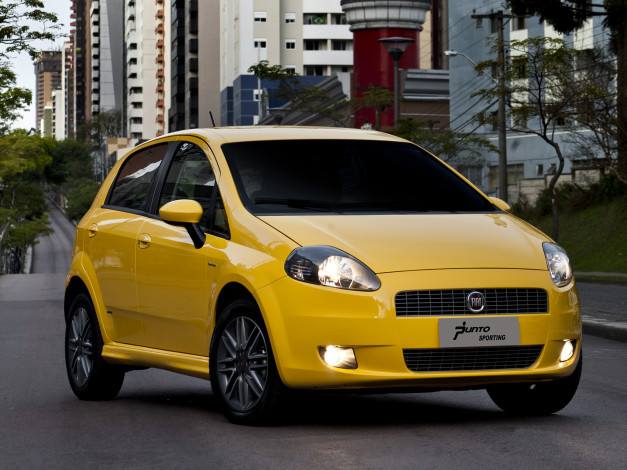 Обои картинки фото автомобили, fiat, sporting, punto, 310, желтый, br-spec