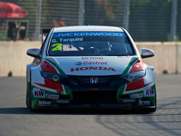 Обои картинки фото спорт, автоспорт, скорость, 2014, трасса, civic, honda, wtcc