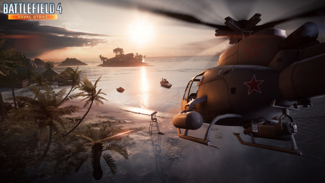 Обои картинки фото видео игры, battlefield 4, море, вертолет