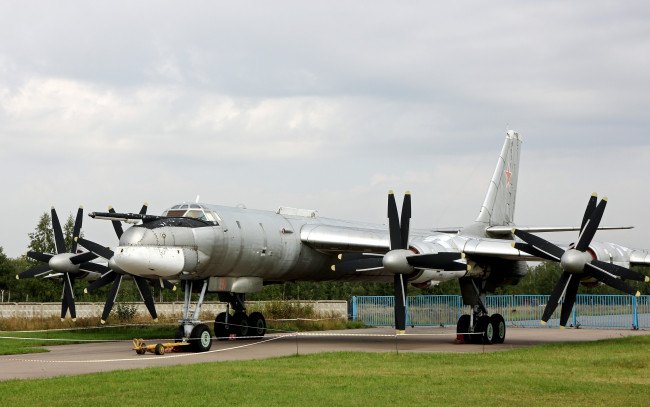 Обои картинки фото авиация, памятник самолёту, крыло, ту-95, медведь