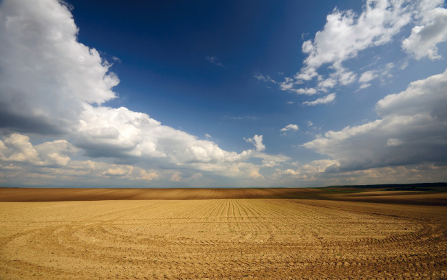 Обои картинки фото природа, поля, поле, пашня, горизонт, небо, облака