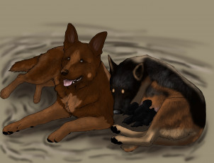 Картинка рисованное животные +собаки собаки отдых