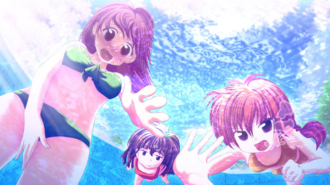 Обои картинки фото аниме, unknown,  другое, лето, купальники, вода, бассейн, девочки, арт, thesdroz